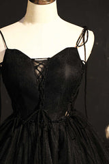 Black Lace-Up Backless A-Line Short Homecoming Dress