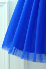 Vestido de renda azul royal