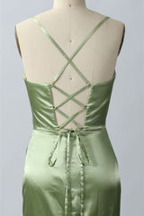 Elegant Sage Green Mermaid Cowl Neck Long Bridesmaid Dress