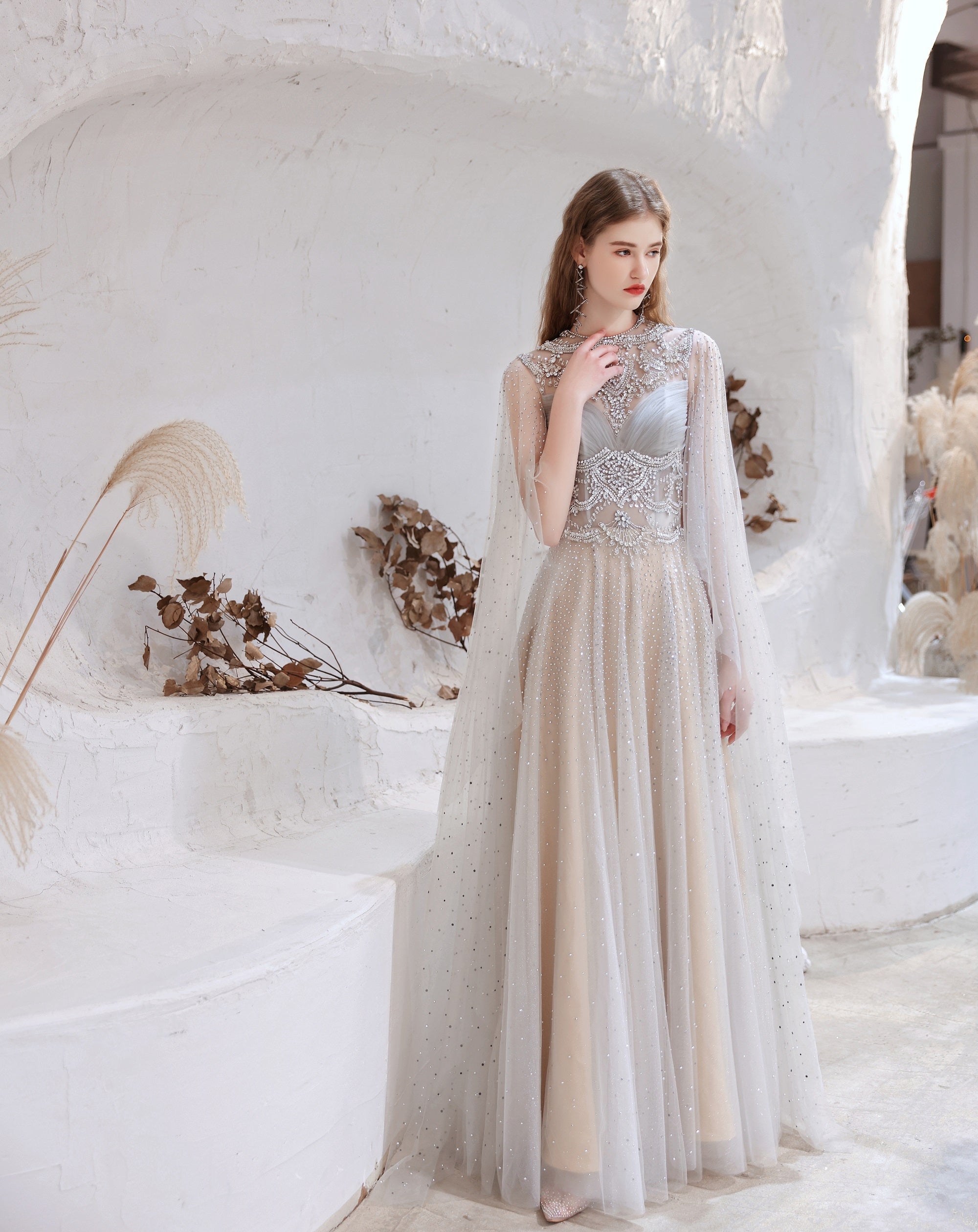 Modest O Neck Long Sleeves Evening Dress 2025 Long Evening Party Dresses Women Robe De Luxe Femme A Line Prom Gown Secondary image