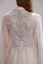 Modest O Neck Long Sleeves Evening Dress, 2023 Long Evening Party Dresses, Women Robe De Luxe Femme A Line Prom Gown