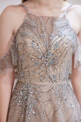 Ein Linie Bodeau Prom -Kleid, langer Hals mit Zug ärmellose Reißverschluss formelle Partykleider