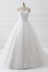 Ball Gown Strapless Sleeveless Lace Up Wedding Dresses