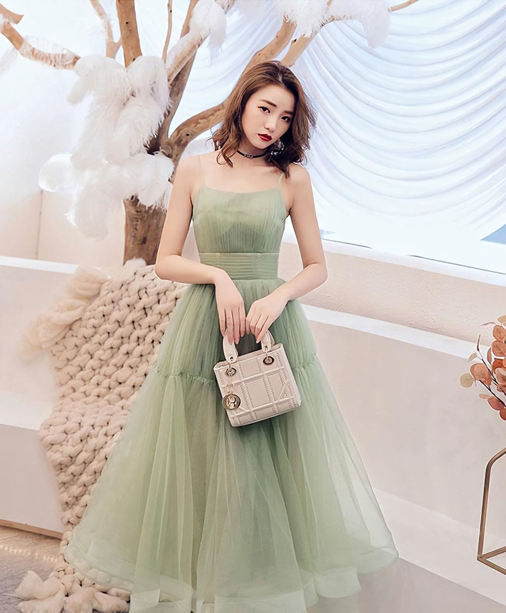 Simple Green Tulle Short Prom Dress, Green Tulle Homecoming Dress