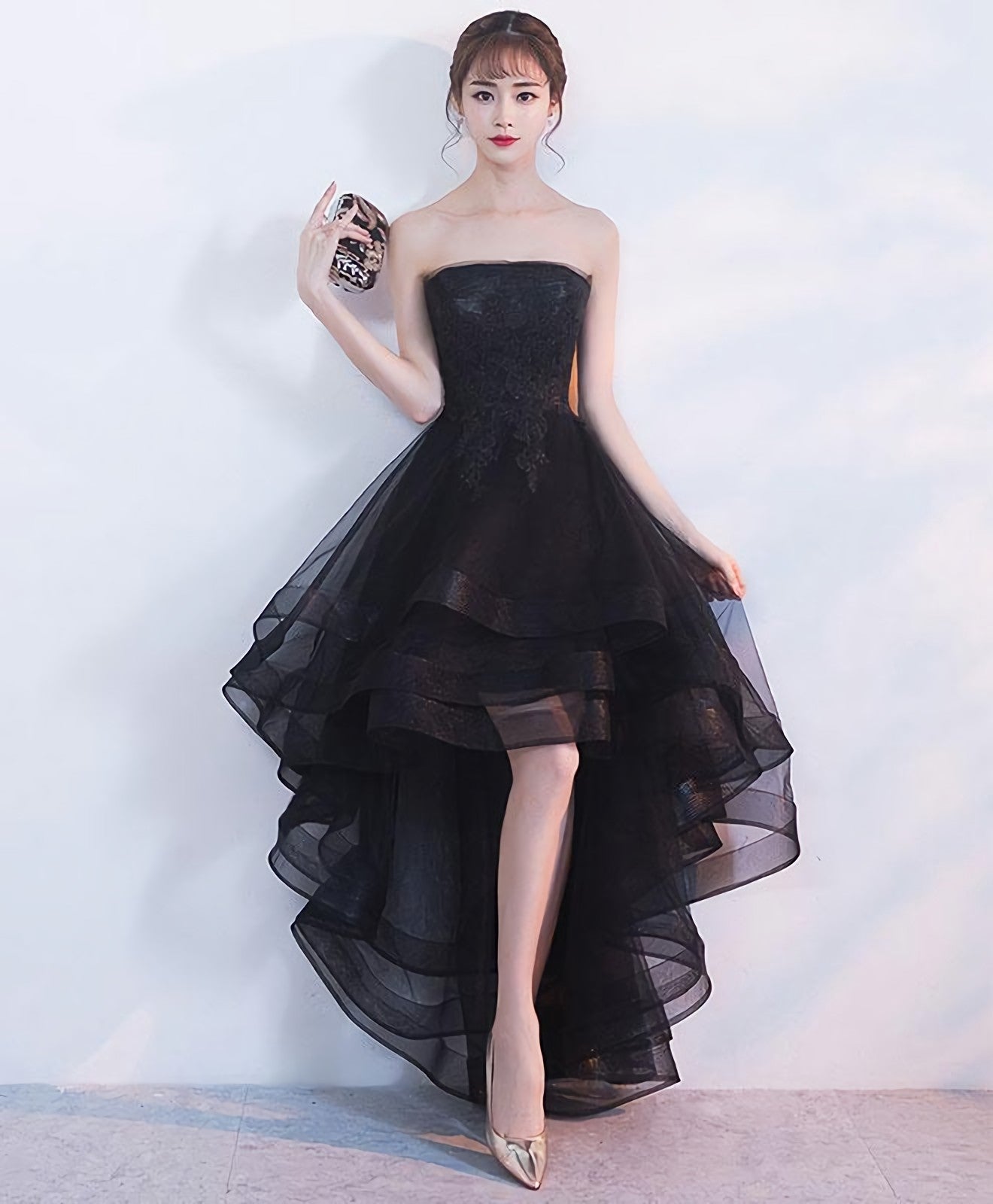 Black Tulle Lace Short Prom Dress, Black Tulle Homecoming Dress, 1 Main image
