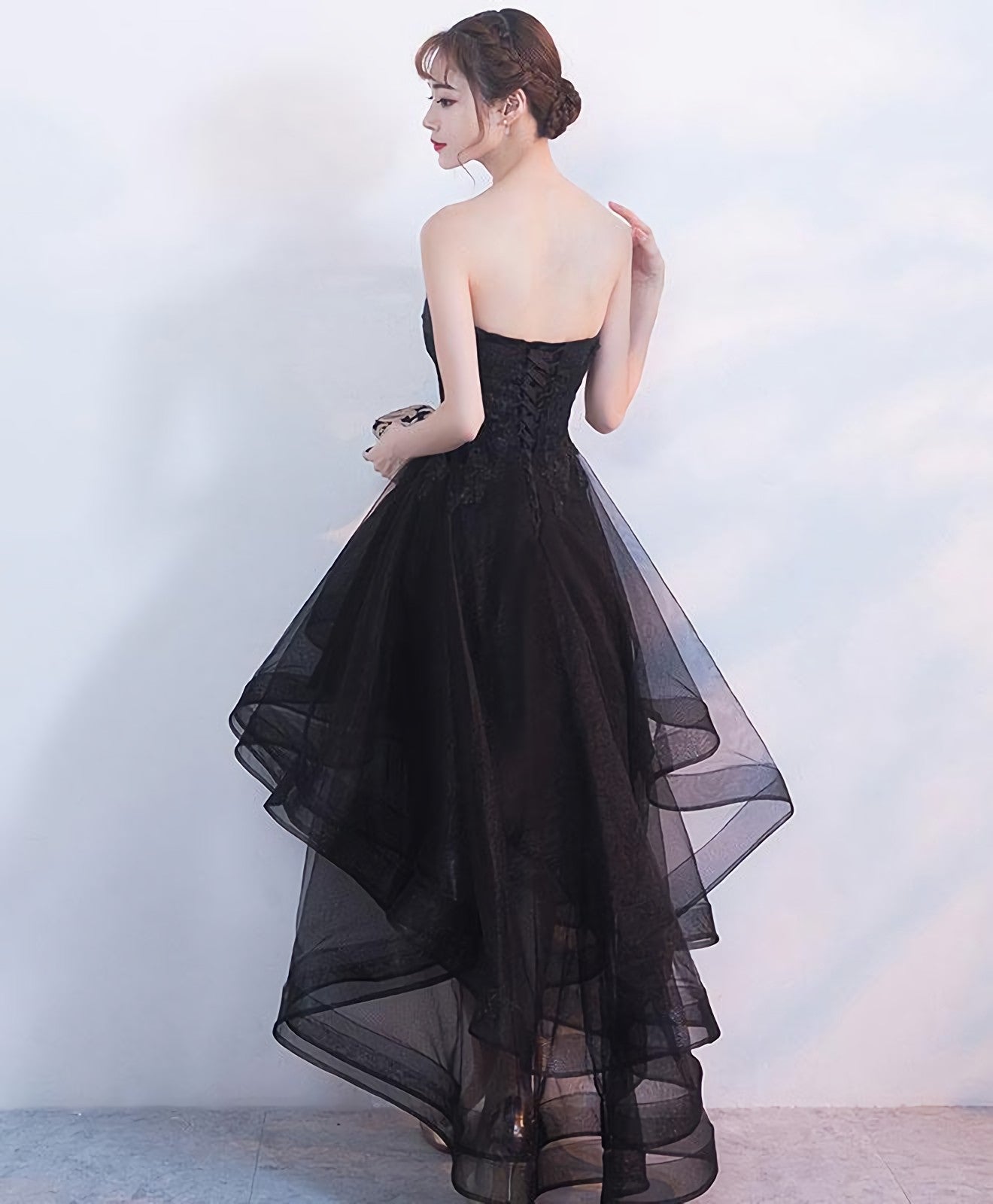 Black Tulle Lace Short Prom Dress, Black Tulle Homecoming Dress, 1 Secondary image