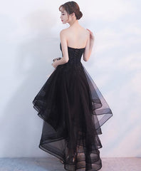 Black Tulle Lace Short Prom Dress, Black Tulle Homecoming Dress, 1