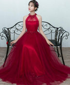 Simple Blue Tulle Long Prom Dress, Blue Tulle Bridesmaid Dress