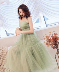Simple Green Tulle Short Prom Dress, Green Tulle Homecoming Dress