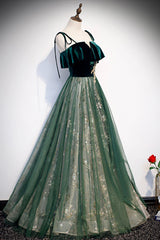 Green Velvet Long Prom Dresses, A-Line Evening Dresses