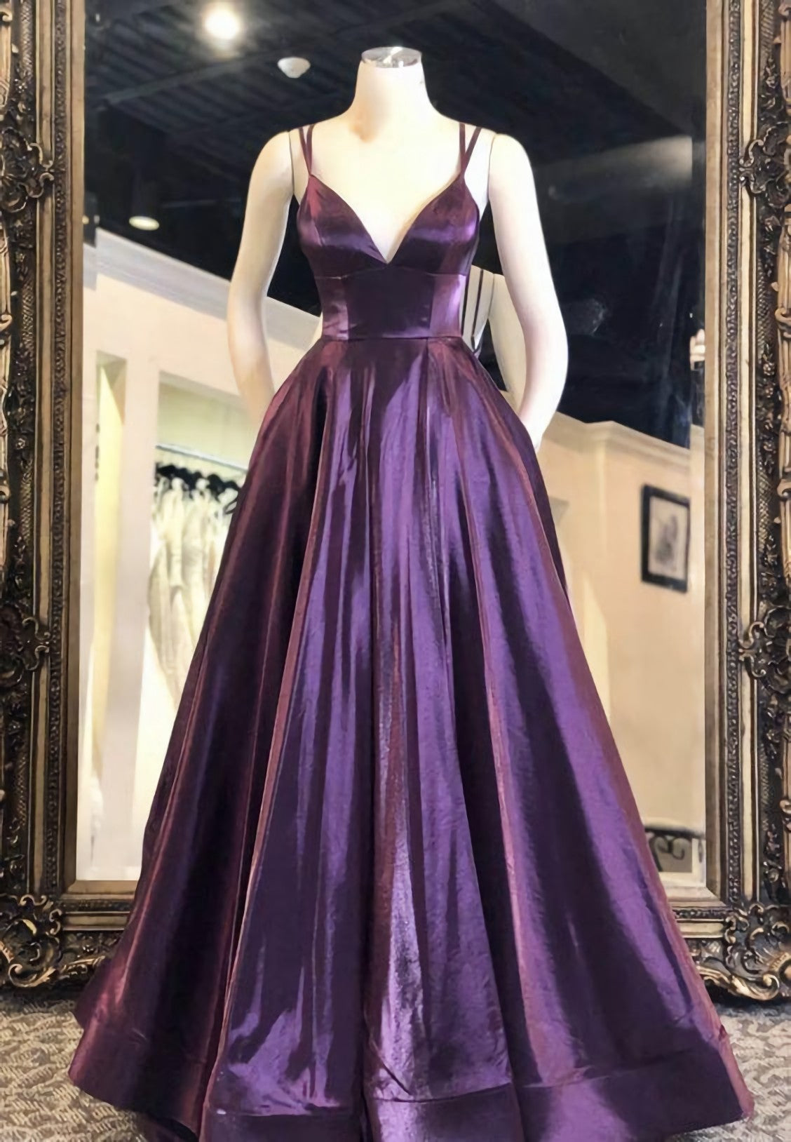 Purple Satin Long Prom Dress, Evening Dress, 3349