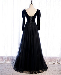Black Tulle Long Prom Dress, Black Tulle Formal Dress