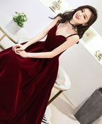 Burgundy Sweetheart Tea Length Prom Dress, Burgundy Bridesmaid Dress, 1