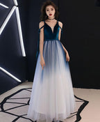 Simple Green Tulle Long Prom Dress, Green Tulle Evening Dress