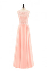 Pearl Pink Backless A-Line Long Bridesmaid Dress