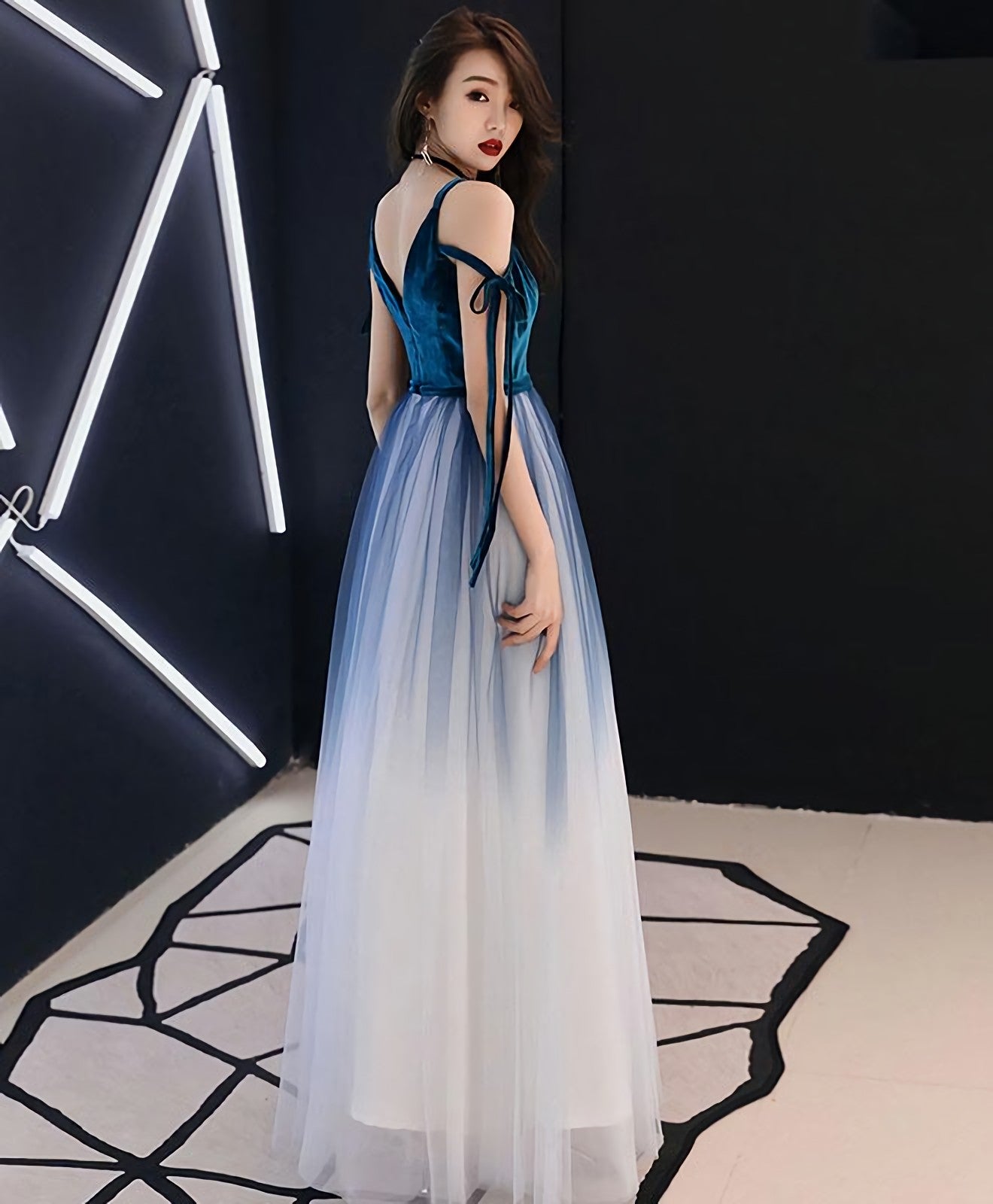 Simple Green Tulle Long Prom Dress Green Tulle Evening Dress Secondary image