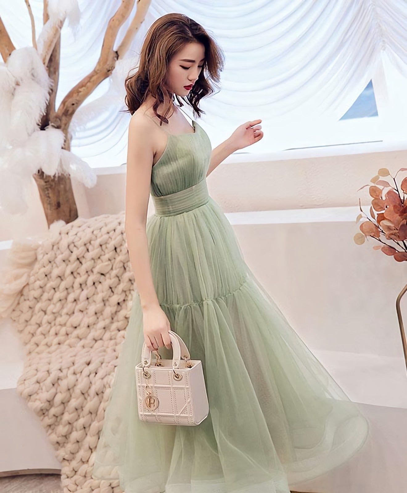 Simple Green Tulle Short Prom Dress, Green Tulle Homecoming Dress