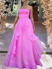Einfaches rosa Abschlussballkleid, bescheidene Abendkleider
