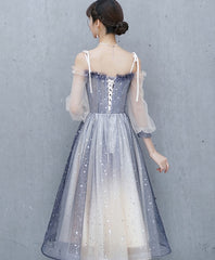 Cute Blue Tulle Short Prom Dress, Blue Tulle Formal Dress