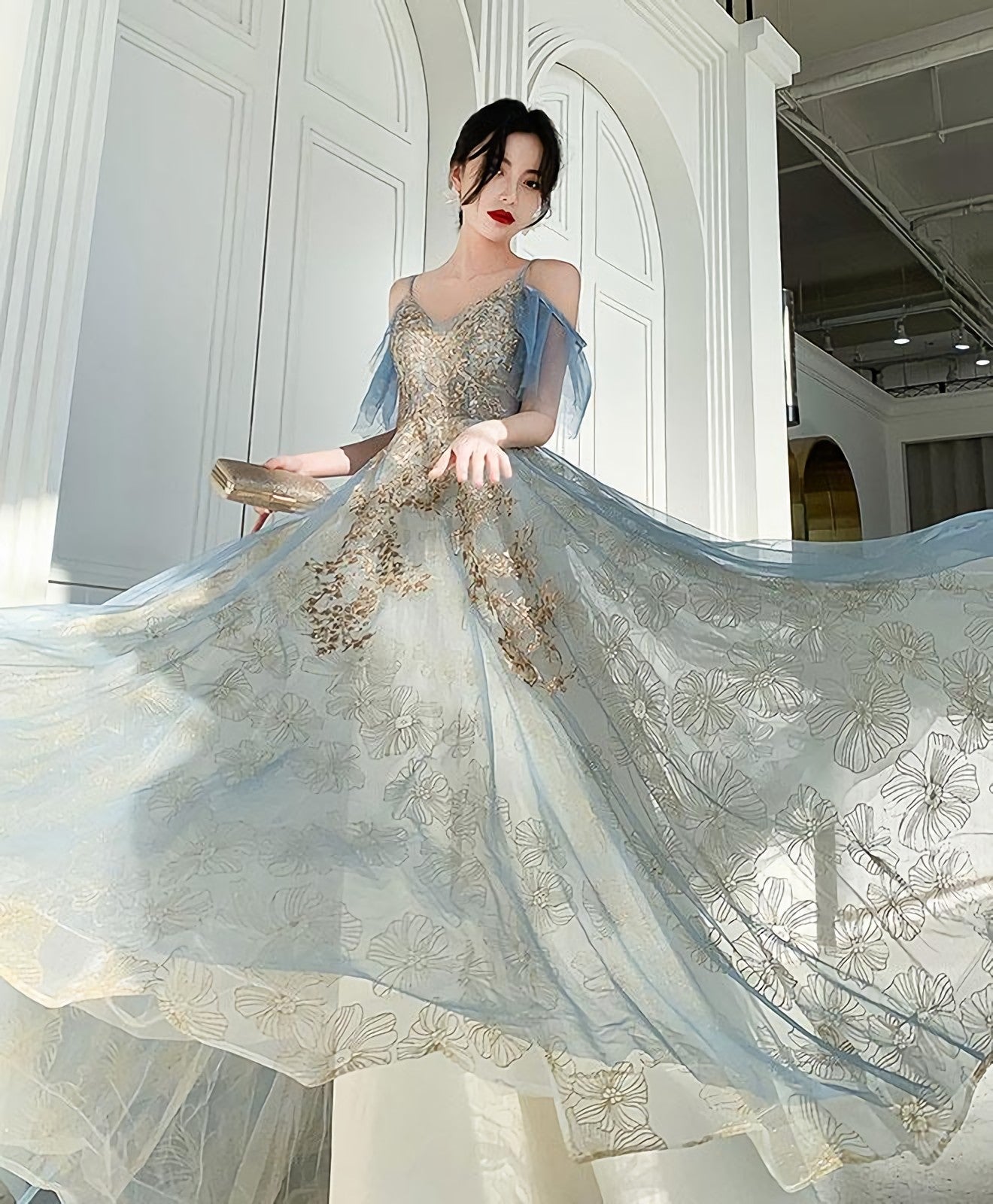 Green Tulle Lace Long Prom Dress, Green Tulle Lace Formal Dress