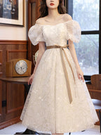 White A Line Lace Tulle Short Prom Dress, White Homecoming Dress