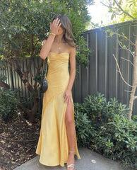 Yellow prom dresses, evening dresses,party dresses, sexy formal dress