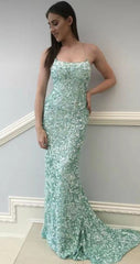 Sparkly Mint Sequin Mermaid Long Party Prom Dress for Women, Shiny aftonklänning