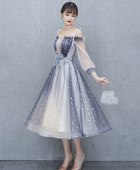 Cute Blue Tulle Short Prom Dress, Blue Tulle Formal Dress