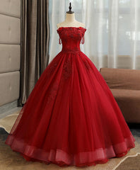 Burgundy Tulle Lace Long Prom Gown Burgundy Tulle Lace Formal Dress