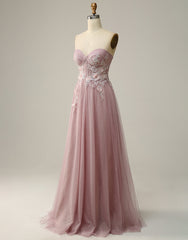 A-Line Sweetheart Neckline Long Prom Dress With Appliques