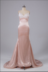 Beautiful Open Back Sweep Train Prom Dress with Lace Appliques