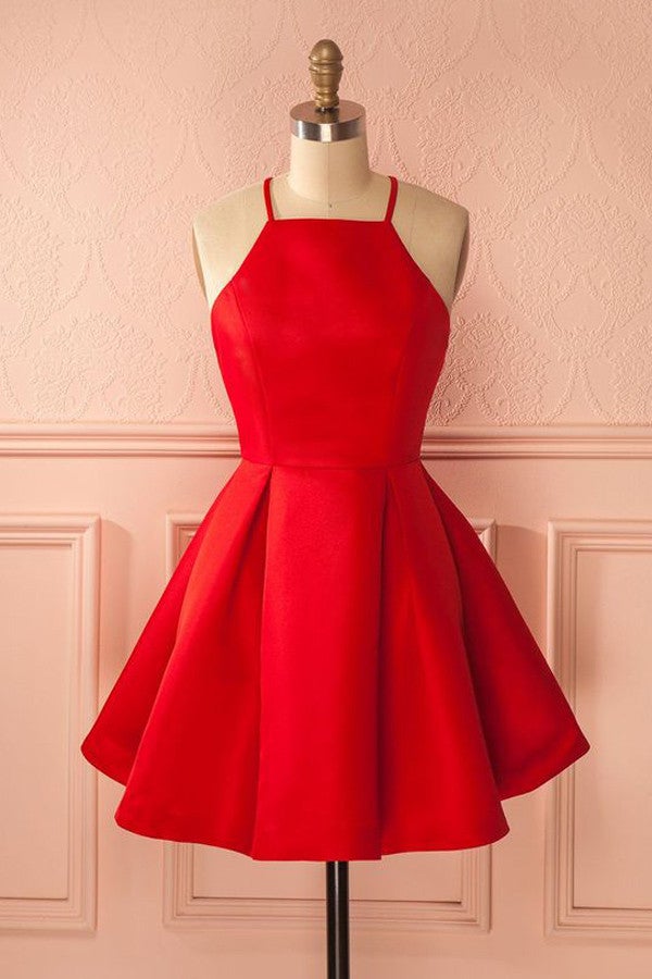 Short Straps Red Prom Dresses, Homecoming Dress, For Girls