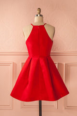 Short Straps Red Prom Dresses, Homecoming Dress, For Girls