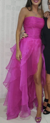 Hot pink enkel aftenkjoler lang prom kjole
