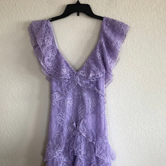 Robe de soirée de robe de bal à longue robe de bal Lilac Lace