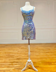 Sparkly Spaghetti Straps Sequin Homecoming Dress