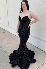 Mermaid Fuchsia paillettes Long Prom Dress