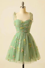 Schattige prinses groen borduurwerk tule korte homecoming jurk
