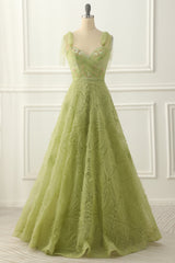 Light Green Tulle A-line Prom Dress with Beading