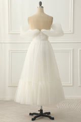 Ivory Tulle Off the Shoulder A-line Prom Dress