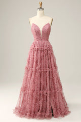 Dusty Rose Schatz A-Line Prom Kleid
