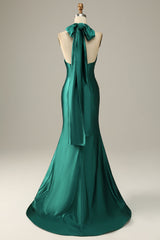 Темно -зелений халтер -кабріолет мереживо вгору в сукні нареченої русалок з щілиною