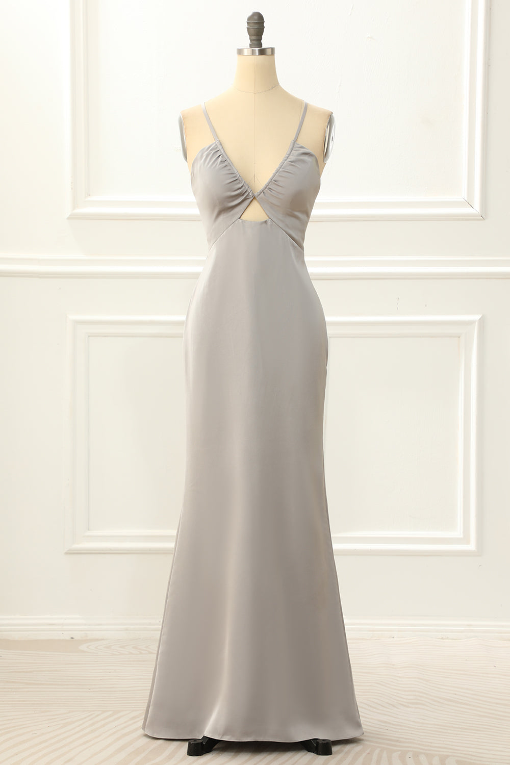 Satin V-neck Sheath Simple Prom Dress