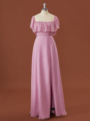 A-line Chiffon Off-the-Shoulder Pleated Floor-Length Convertible Bridesmaid Dress