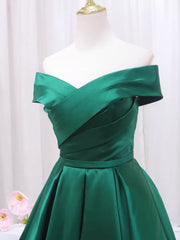 A-line Green Satin Sweetheart Formal Dress Outfits For Girls, Green Long Evening Dress Outfits For Women Prom Dress
