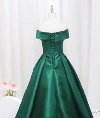 A-line Green Satin Sweetheart Formal Dress Outfits For Girls, Green Long Evening Dress Outfits For Women Prom Dress