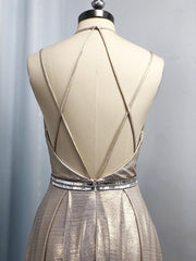 A-line Halter Ruffles Floor-Length Dress