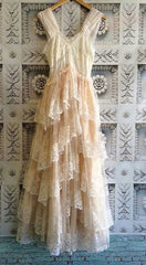 A line lace tulle prom Dresses For Black girls Women's V-neck elegant lace dress