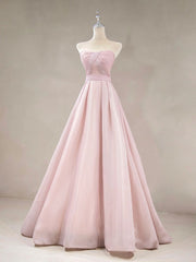 A Line Pink Long Prom Dresses For Black girls For Women, Formal Pink Bridesmaid Dresses