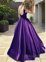 A-Line Bateau Floor-Length Satin Prom Dresses For Black girls With Ruffles